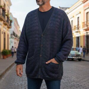 Vintage 90s Oversized Wool Grunge Chunky Grandpa Cardigan Sweater Mens Medium